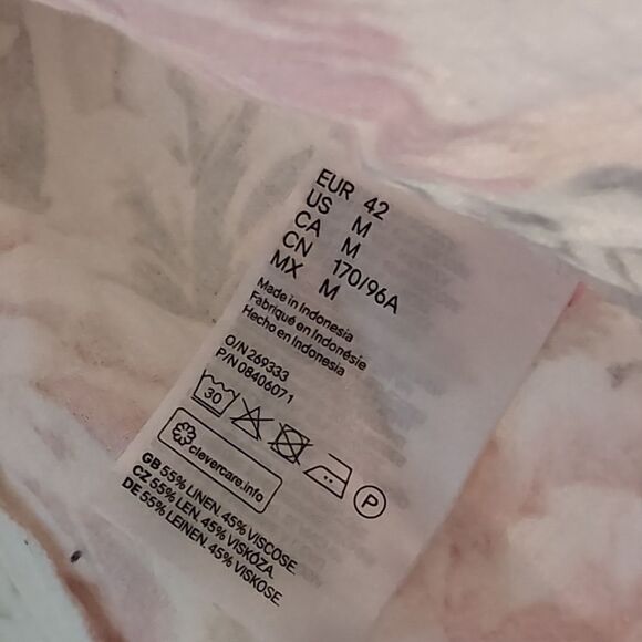 Linen square neck puff sleeve cropped blouse floral size M - Picture 6 of 14